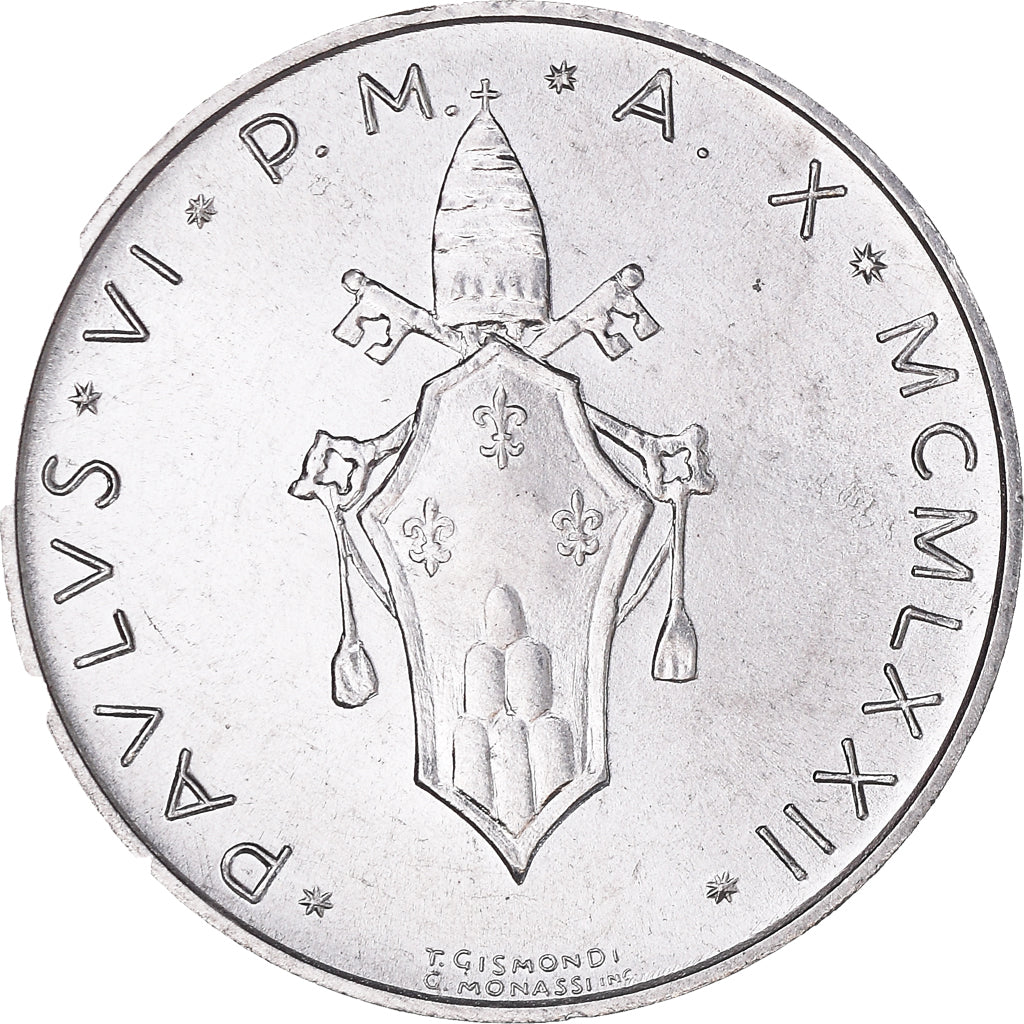 Coin, VATICAN CITY, Paul VI, 10 Lire, 1972, MS(65-70), Aluminum, KM:119