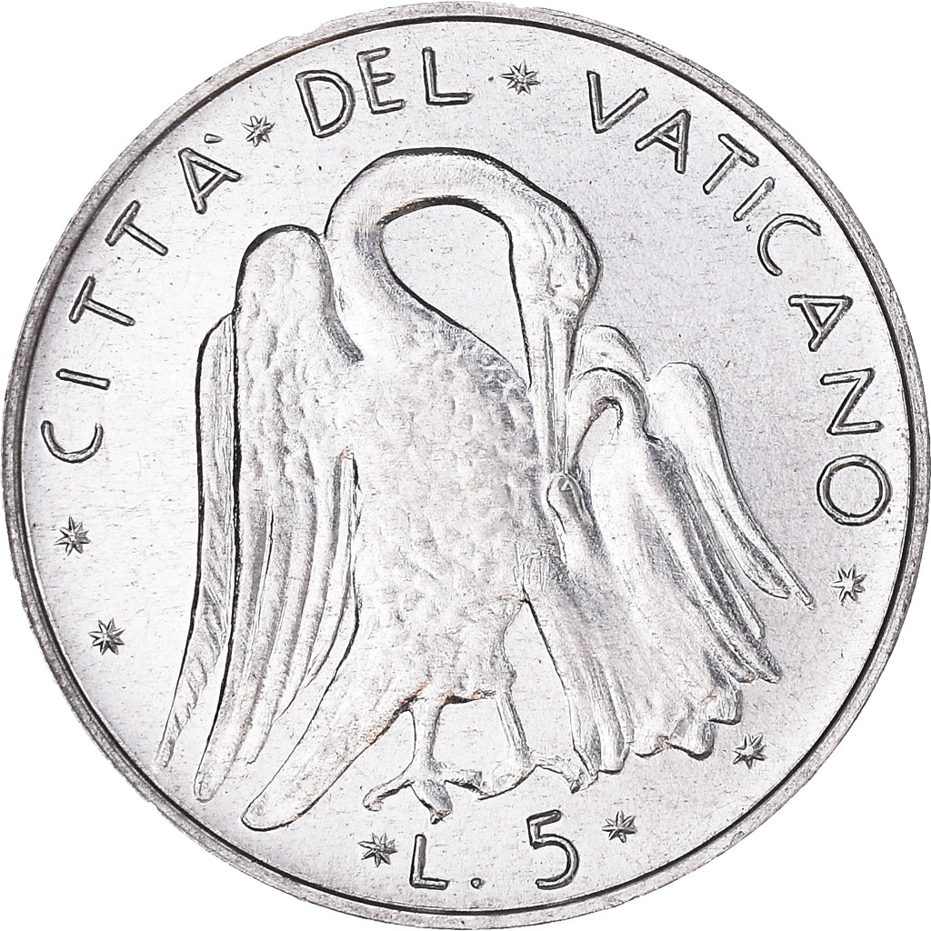 Coin, VATICAN CITY, Paul VI, 5 Lire, 1972, MS(65-70), Aluminum, KM:118