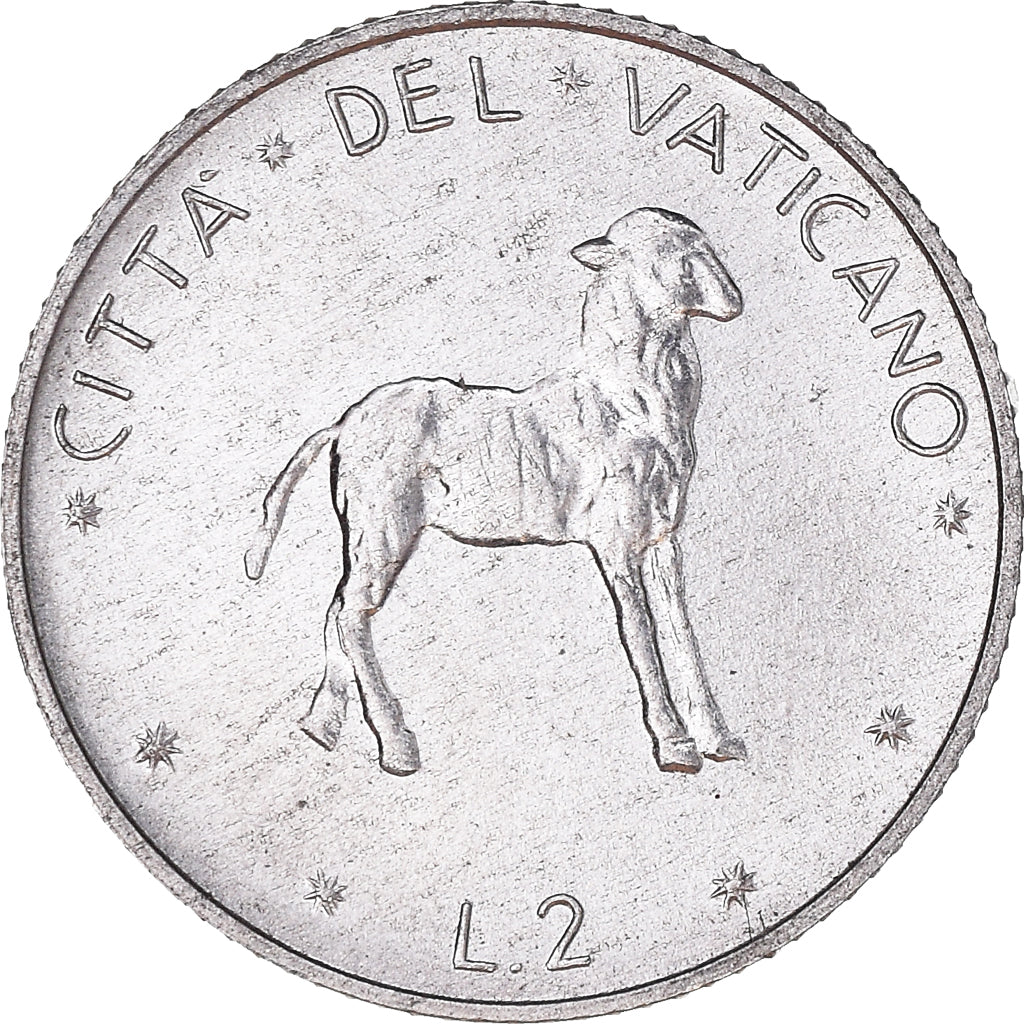 Coin, VATICAN CITY, Paul VI, 2 Lire, 1972, MS(65-70), Aluminum, KM:117