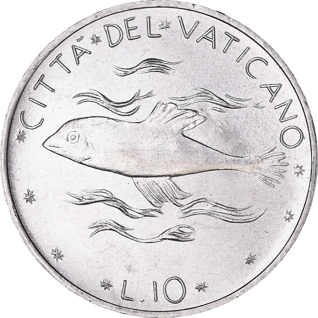 Coin, VATICAN CITY, Paul VI, 10 Lire, 1971, MS(65-70), Aluminum, KM:119