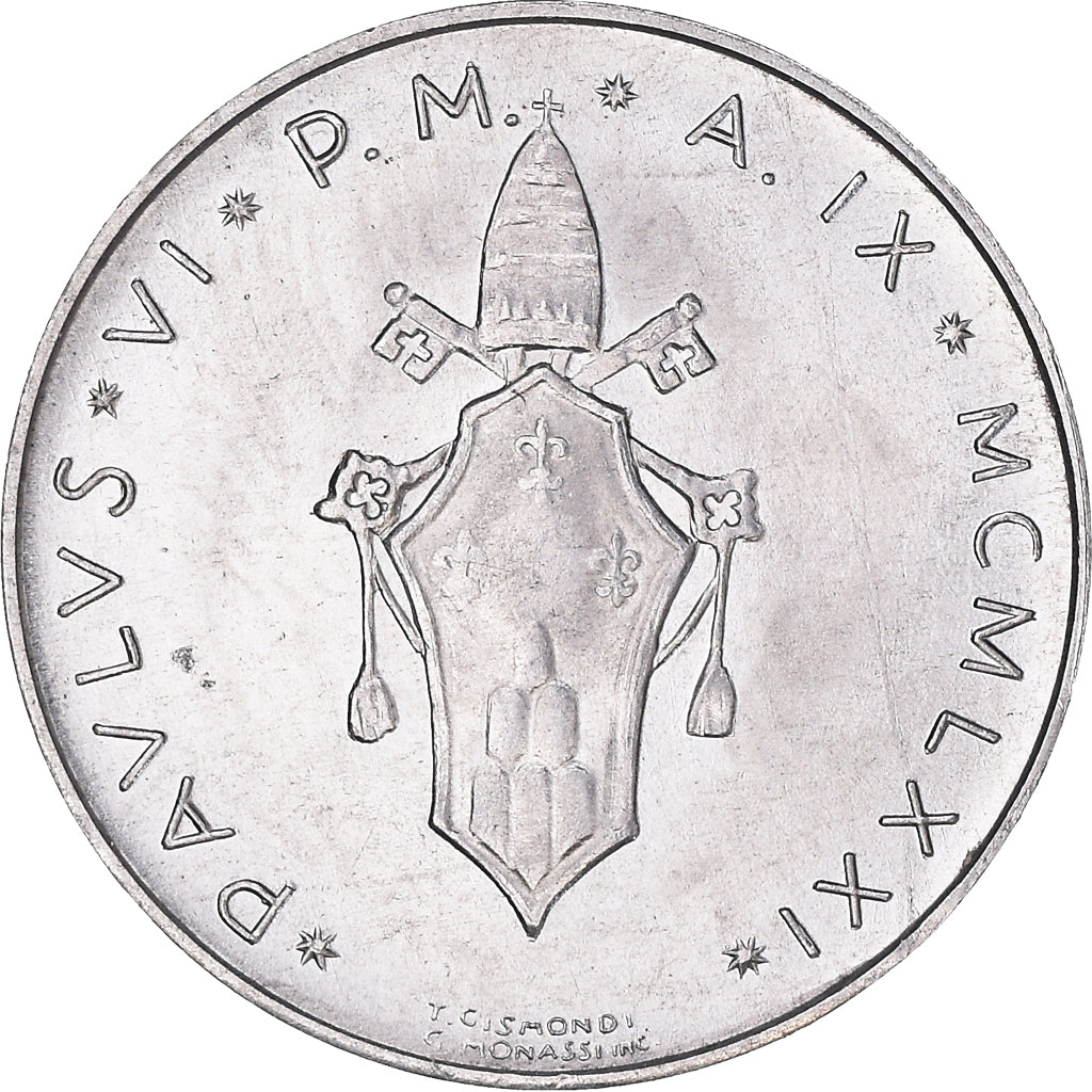 Coin, VATICAN CITY, Paul VI, 5 Lire, 1971, Roma, MS(65-70), Aluminum, KM:118