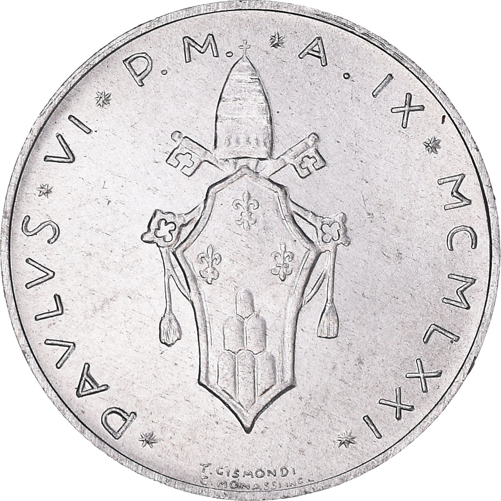 Coin, VATICAN CITY, Paul VI, Lira, 1971, Roma, MS(65-70), Aluminum, KM:116