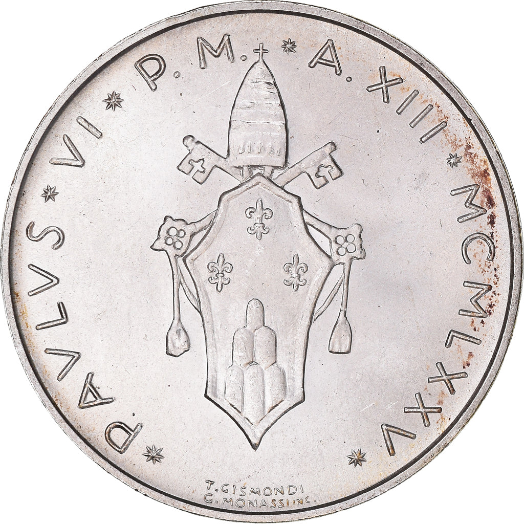 Coin, VATICAN CITY, Paul VI, 500 Lire, 1975, MS(65-70), Silver, KM:123