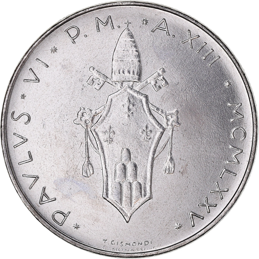 Coin, VATICAN CITY, Paul VI, 100 Lire, 1975, Roma, MS(65-70), Stainless Steel