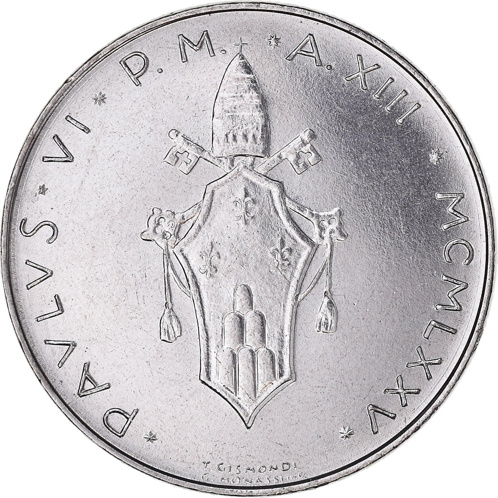 Coin, VATICAN CITY, Paul VI, 100 Lire, 1975, Roma, MS(65-70), Stainless Steel