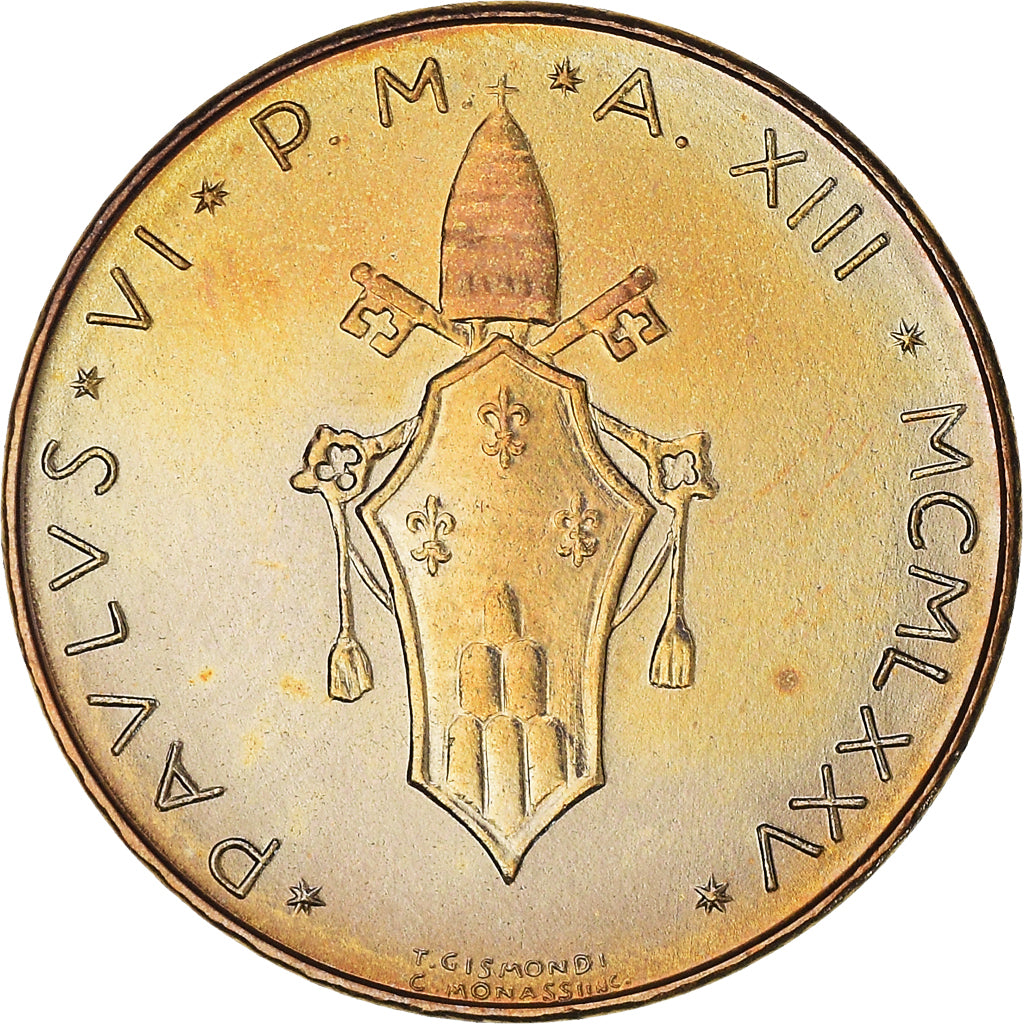 Coin, VATICAN CITY, Paul VI, 20 Lire, 1975, MS(65-70), Aluminum-Bronze, KM:120