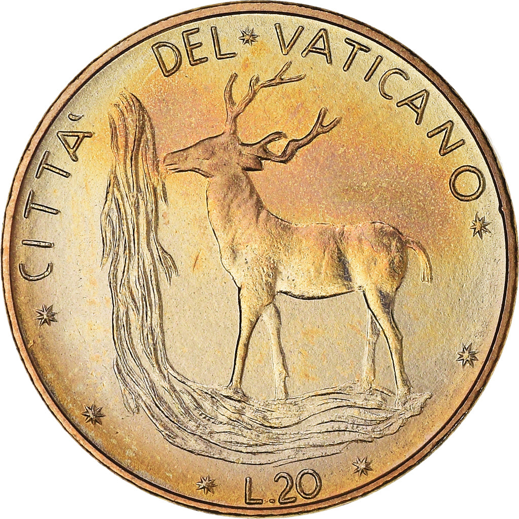 Coin, VATICAN CITY, Paul VI, 20 Lire, 1975, MS(65-70), Aluminum-Bronze, KM:120