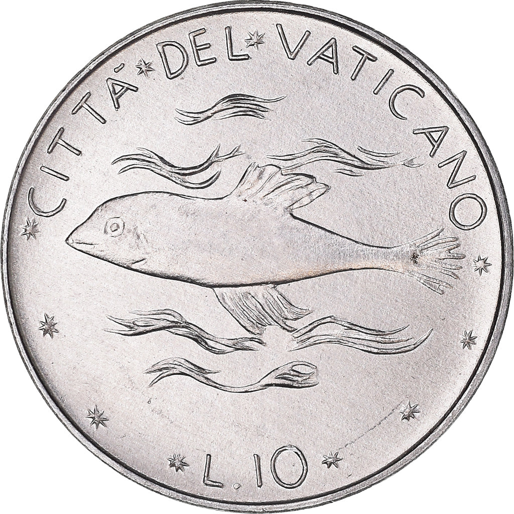 Coin, VATICAN CITY, Paul VI, 10 Lire, 1975, MS(65-70), Aluminum, KM:119