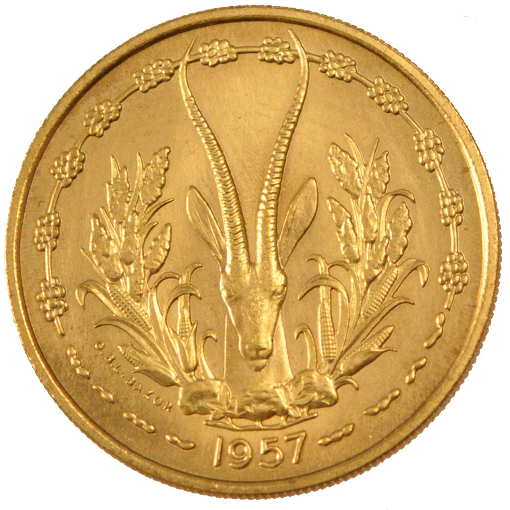 Coin, French West Africa, 25 Francs, 1957, MS(65-70), Aluminum-Bronze, KM:E7