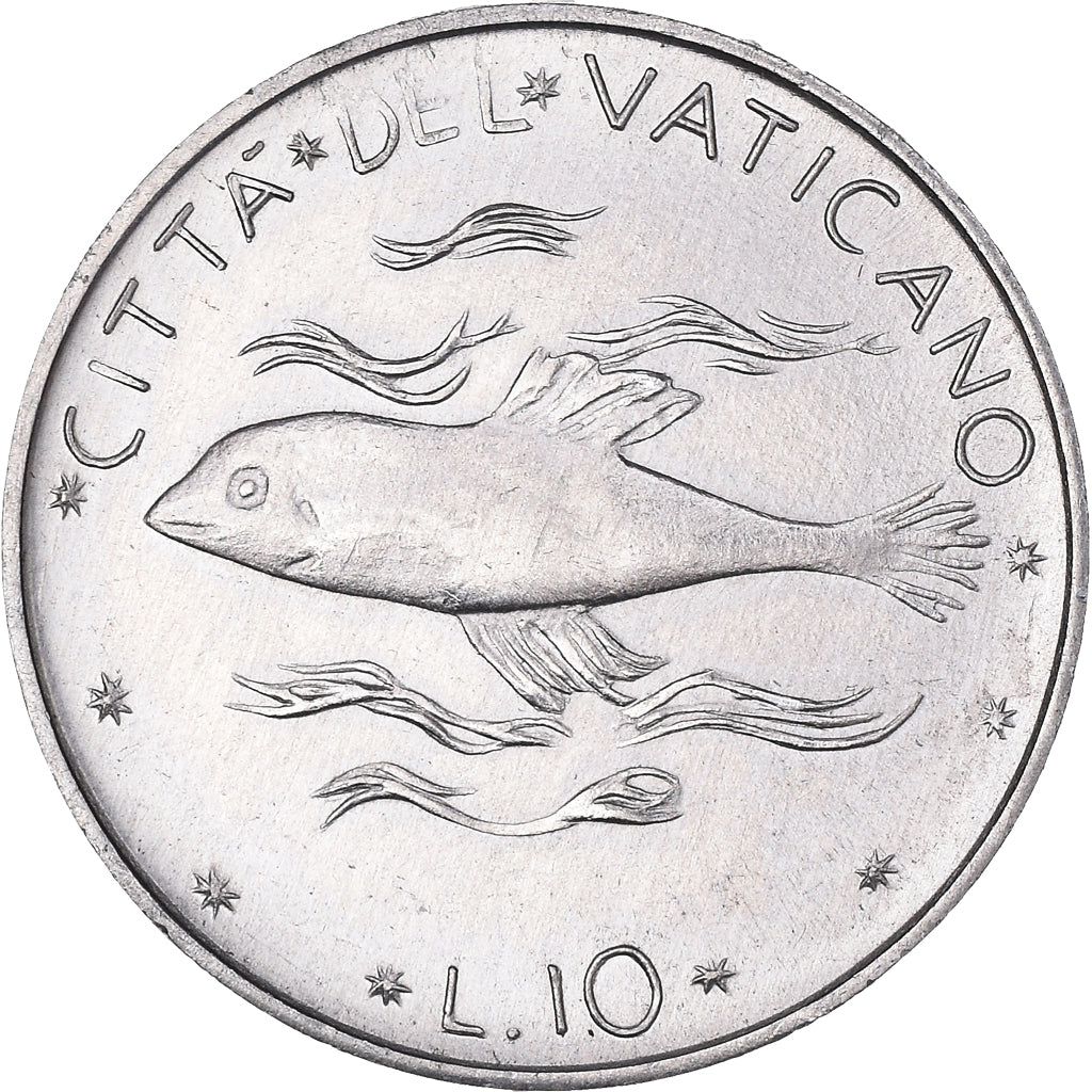 Münze, Vatikanstadt, Paul VI, 10 Lire, 1973, STGL, Aluminium, KM:119