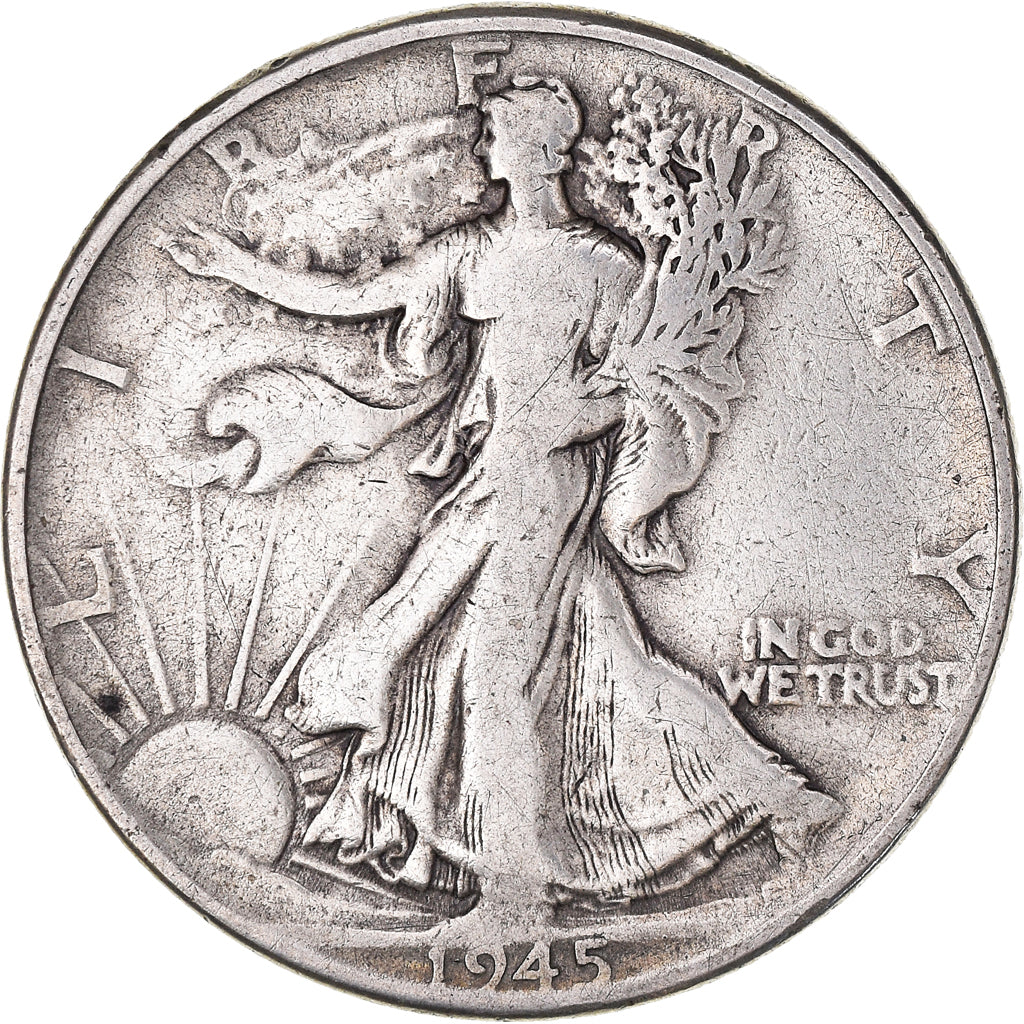 Coin, United States, Walking Liberty Half Dollar, Half Dollar, 1945, U.S. Mint