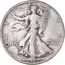 Coin, United States, Walking Liberty Half Dollar, Half Dollar, 1945, U.S. Mint