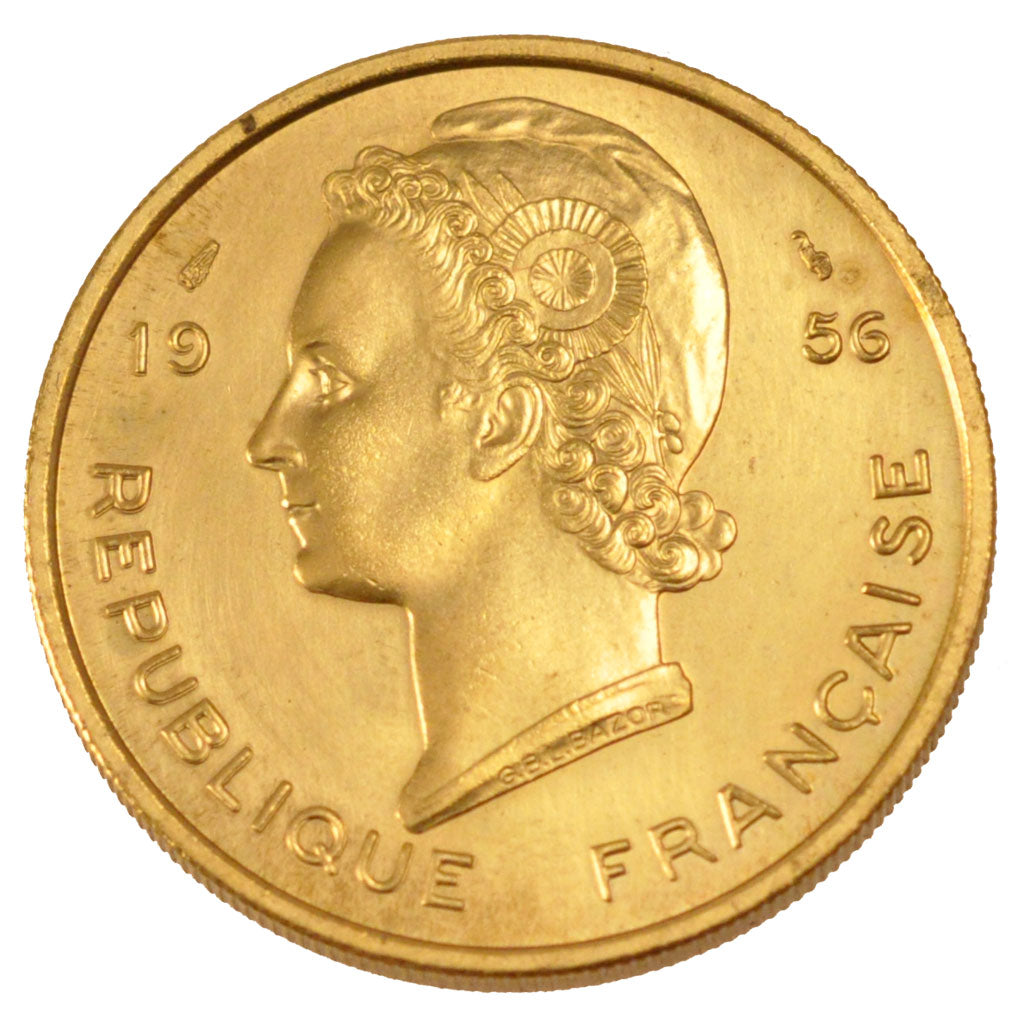 Western Africa, 25 Francs, 1956, KM #E5, MS(65-70), Aluminium-Bronze, 8.00