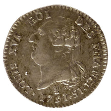 Francia, 15 sols françois, 15 Sols, 1/8 ECU, 1791, Limoges, SPL-, Argento, K...