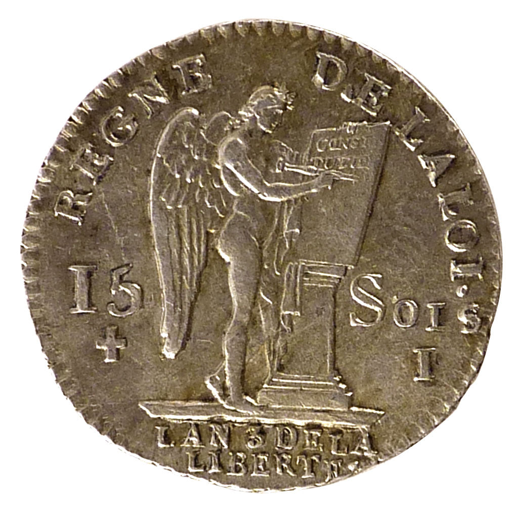 Francia, 15 sols françois, 15 Sols, 1/8 ECU, 1791, Limoges, SPL-, Argento, K...