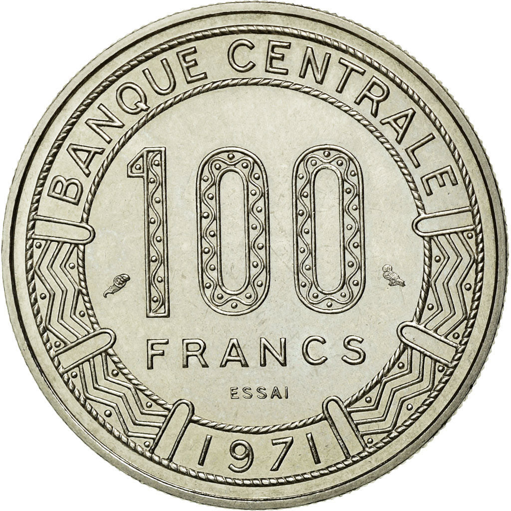 Coin, Central African Republic, 100 Francs, 1971, MS(65-70), Nickel, KM:E2