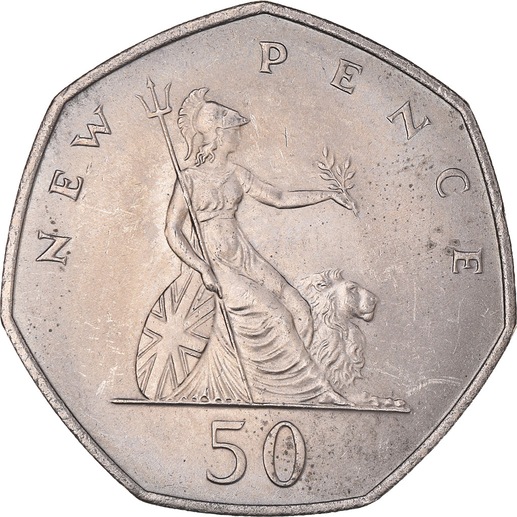 Coin, Great Britain, Elizabeth II, 50 New Pence, 1970, AU(50-53), Copper-nickel