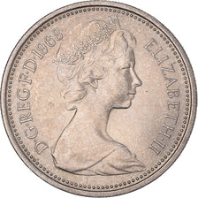 Coin, Great Britain, Elizabeth II, 5 New Pence, 1968, AU(55-58), Copper-nickel