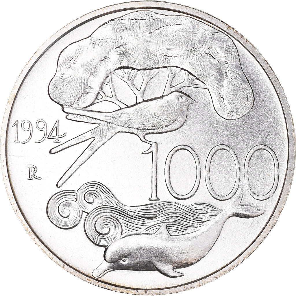 Coin, Italy, Protection de la flore et la faune, 1000 Lire, 1994, Rome, FDC
