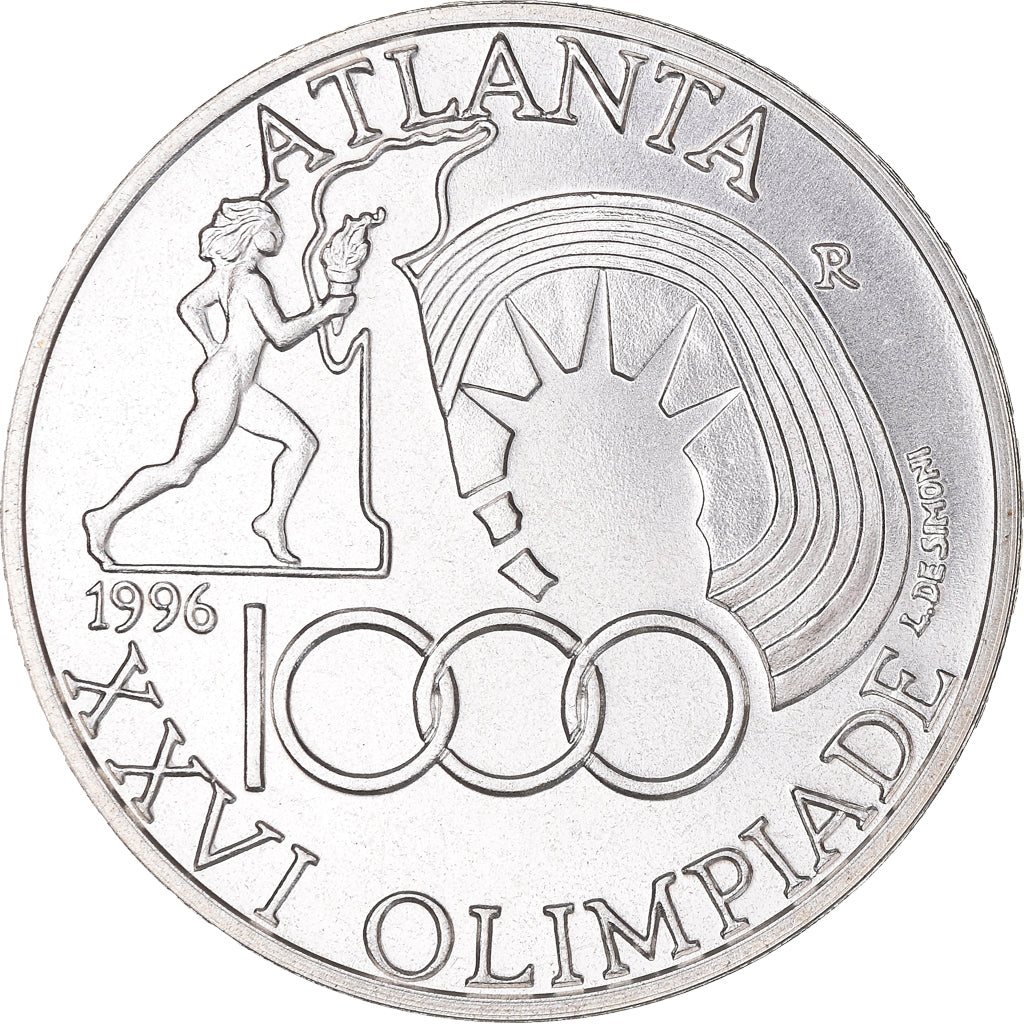 Coin, Italy, Jeux Olympiques Atlanta 1996, 1000 Lire, 1996, Rome, FDC