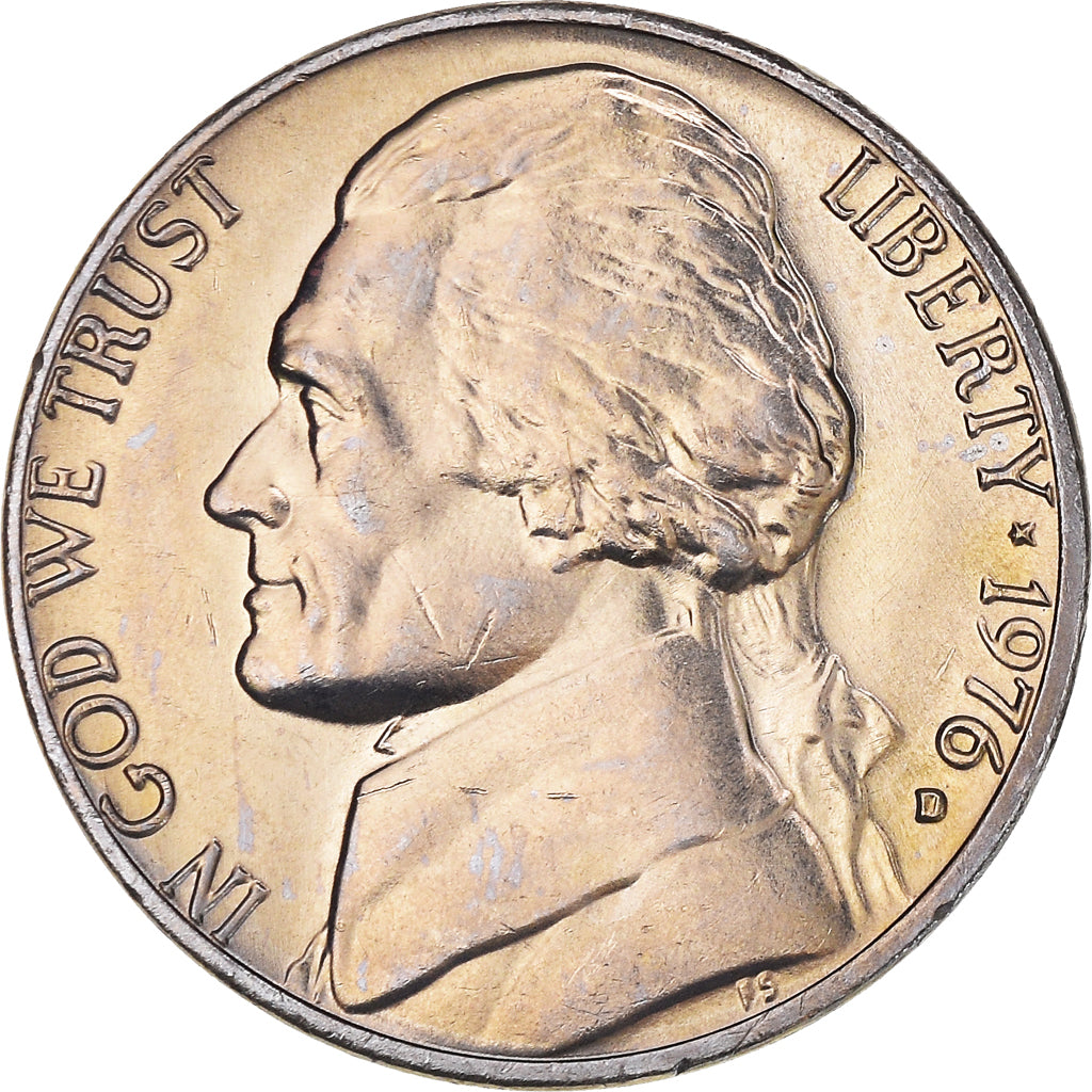 Coin, United States, Jefferson Nickel, 5 Cents, 1976, U.S. Mint, Denver, MS(63)