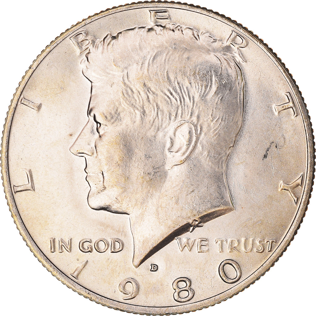 Coin, United States, Kennedy Half Dollar, Half Dollar, 1980, U.S. Mint, Denver