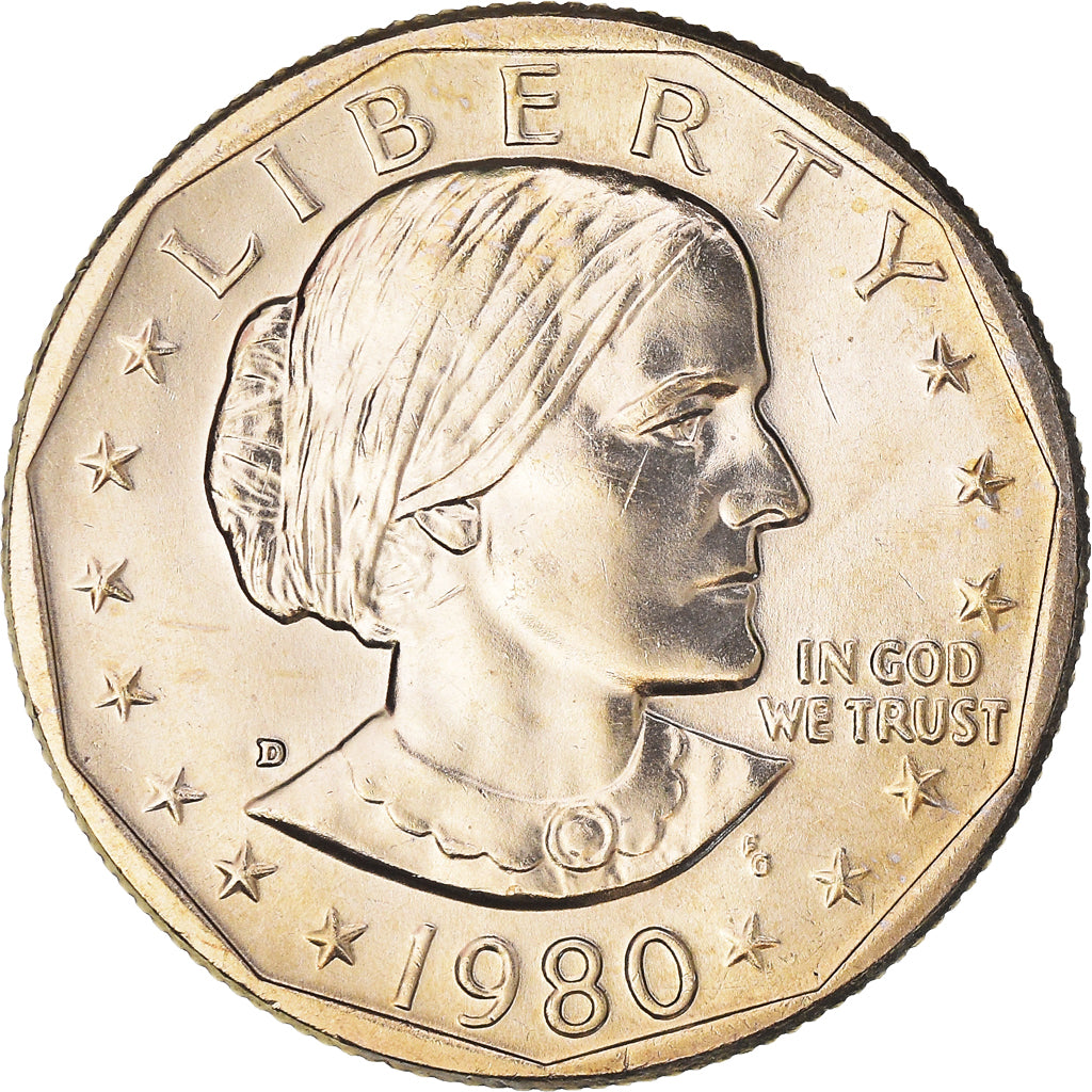 Coin, United States, Susan B. Anthony Dollar, Dollar, 1980, U.S. Mint, Denver
