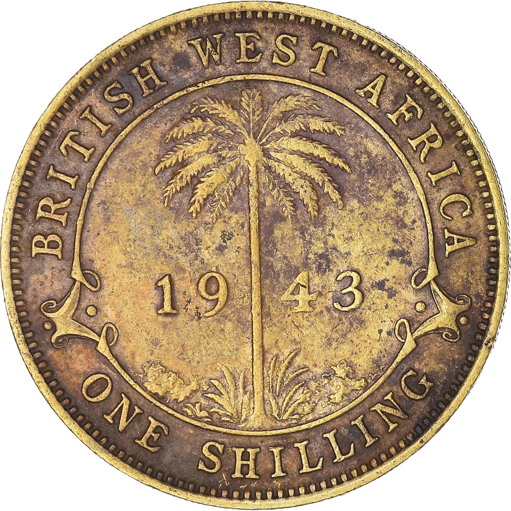 Coin, BRITISH WEST AFRICA, George VI, Shilling, 1943, VF(30-35), Nickel-brass