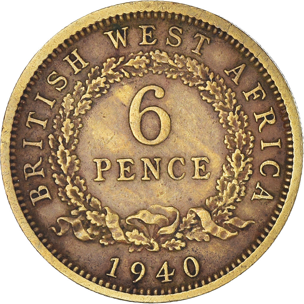 Coin, BRITISH WEST AFRICA, George VI, 6 Pence, 1940, EF(40-45), Nickel-brass