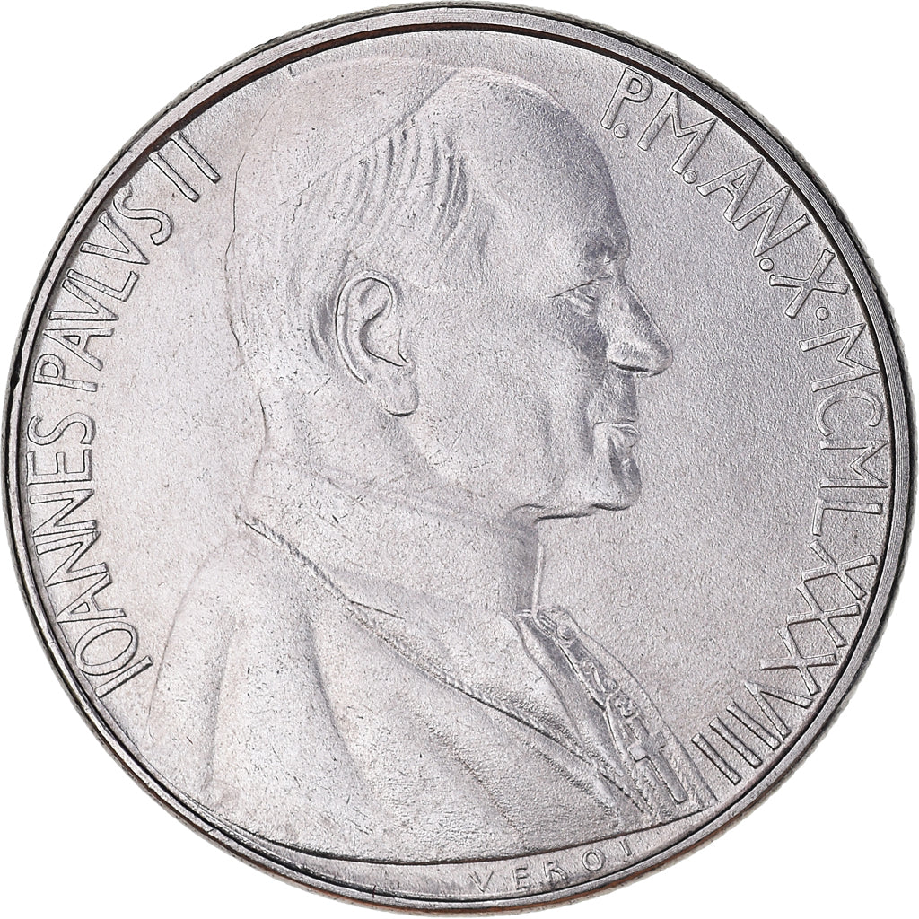 Coin, VATICAN CITY, John Paul II, 50 Lire, 1988, FDC, MS(65-70), Stainless