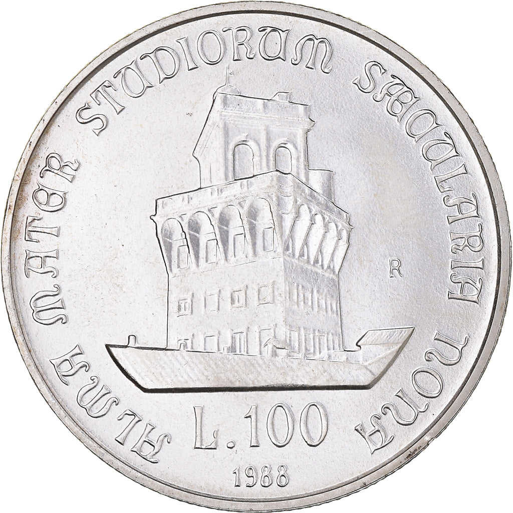Coin, Italy, 100 Lire, 1988, Rome, MS(65-70), Silver, KM:127