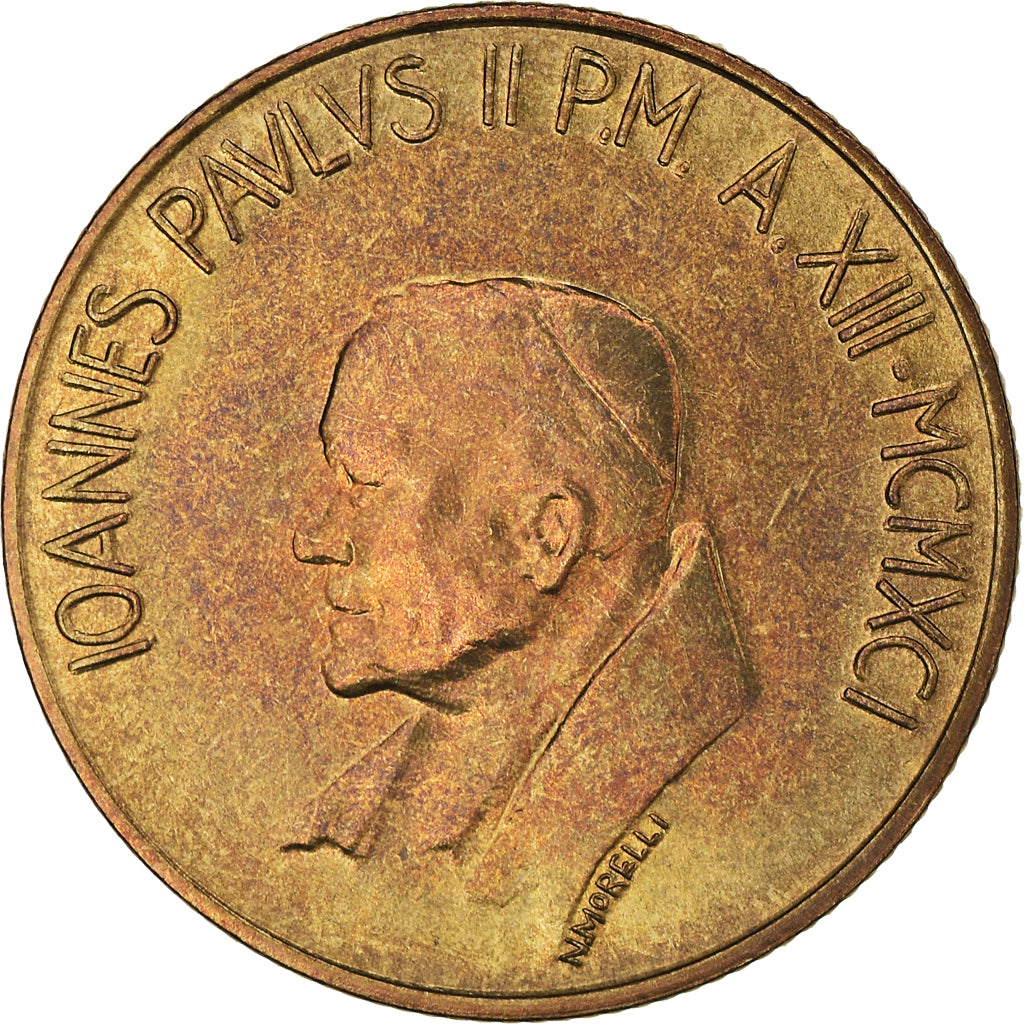 Moneda, CIUDAD DEL VATICANO, John Paul II, 200 Lire, 1991, FDC, Aluminio -