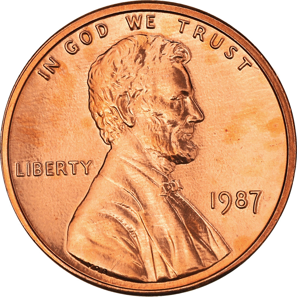 Coin, United States, Lincoln Cent, Cent, 1987, U.S. Mint, Philadelphia