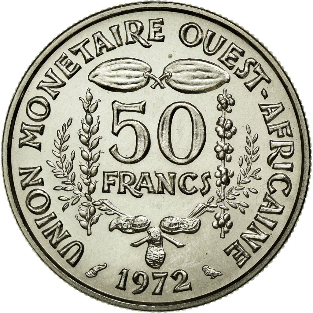 Coin, West African States, 50 Francs, 1972, MS(65-70), Copper-nickel, KM:6