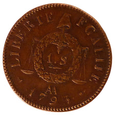 FRANCE, Sol aux balances françoise, Sol, 1793, Metz, KM #619.2, AU(55-58), B...