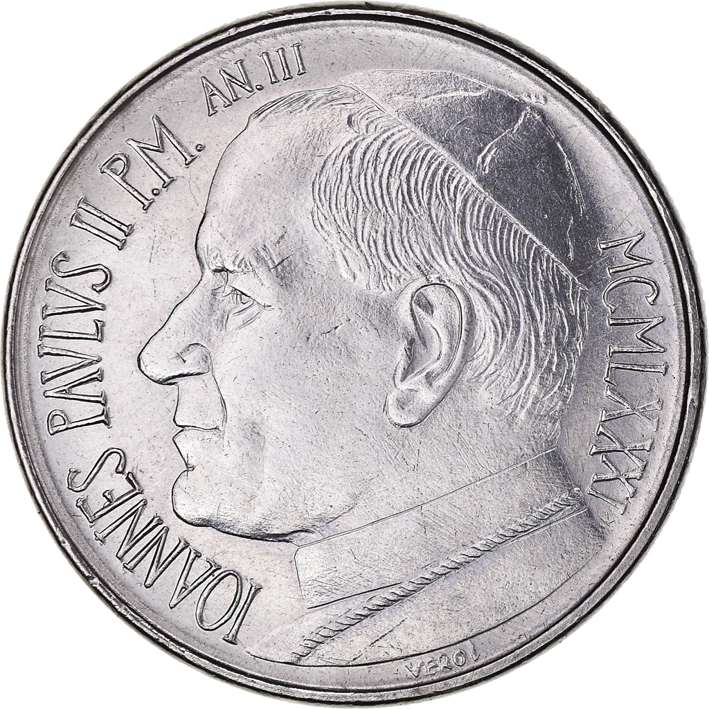 Coin, VATICAN CITY, John Paul II, 50 Lire, 1981, Roma, MS(65-70), Stainless