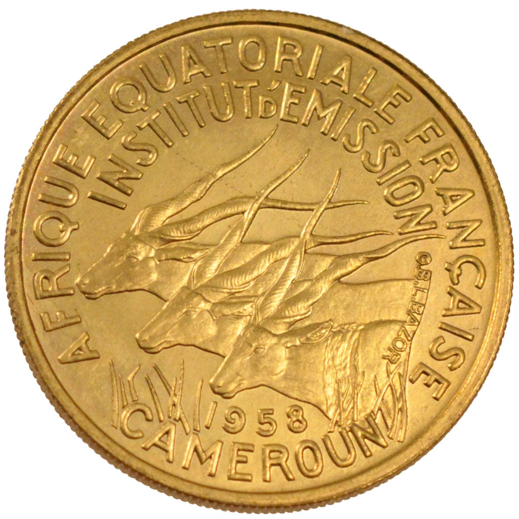 Equatorial Africa, 25 Francs, 1958, KM #E9, MS(65-70), Aluminium-Bronze, 7.77