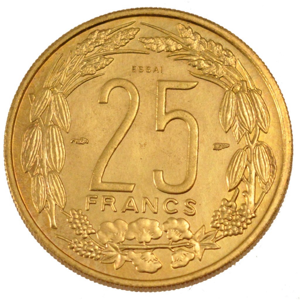 Equatorial Africa, 25 Francs, 1958, KM #E9, MS(65-70), Aluminium-Bronze, 7.77