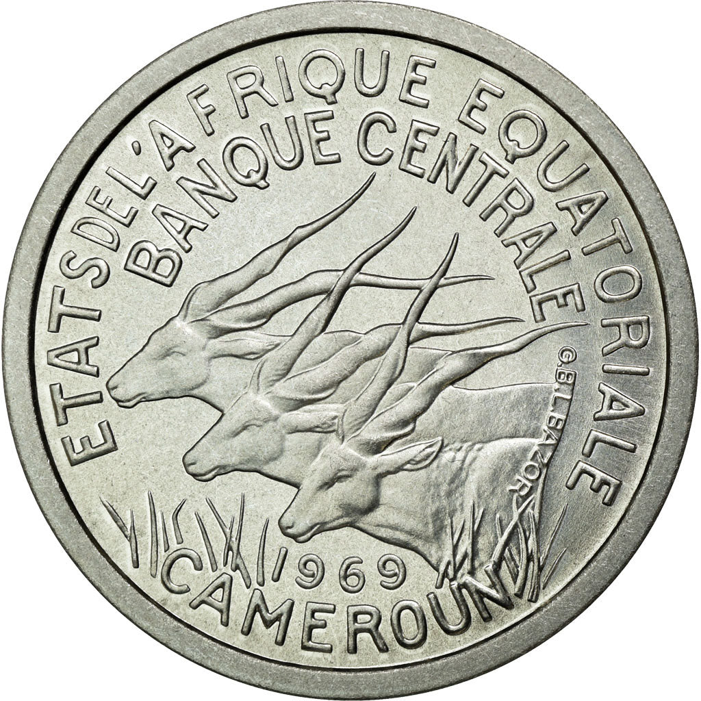 Coin, EQUATORIAL AFRICAN STATES, Franc, 1969, Paris, MS(65-70), Aluminium, KM:E7