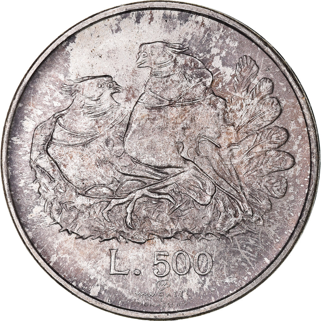 Coin, San Marino, 500 Lire, 1974, Rome, MS(63), Silver, KM:37