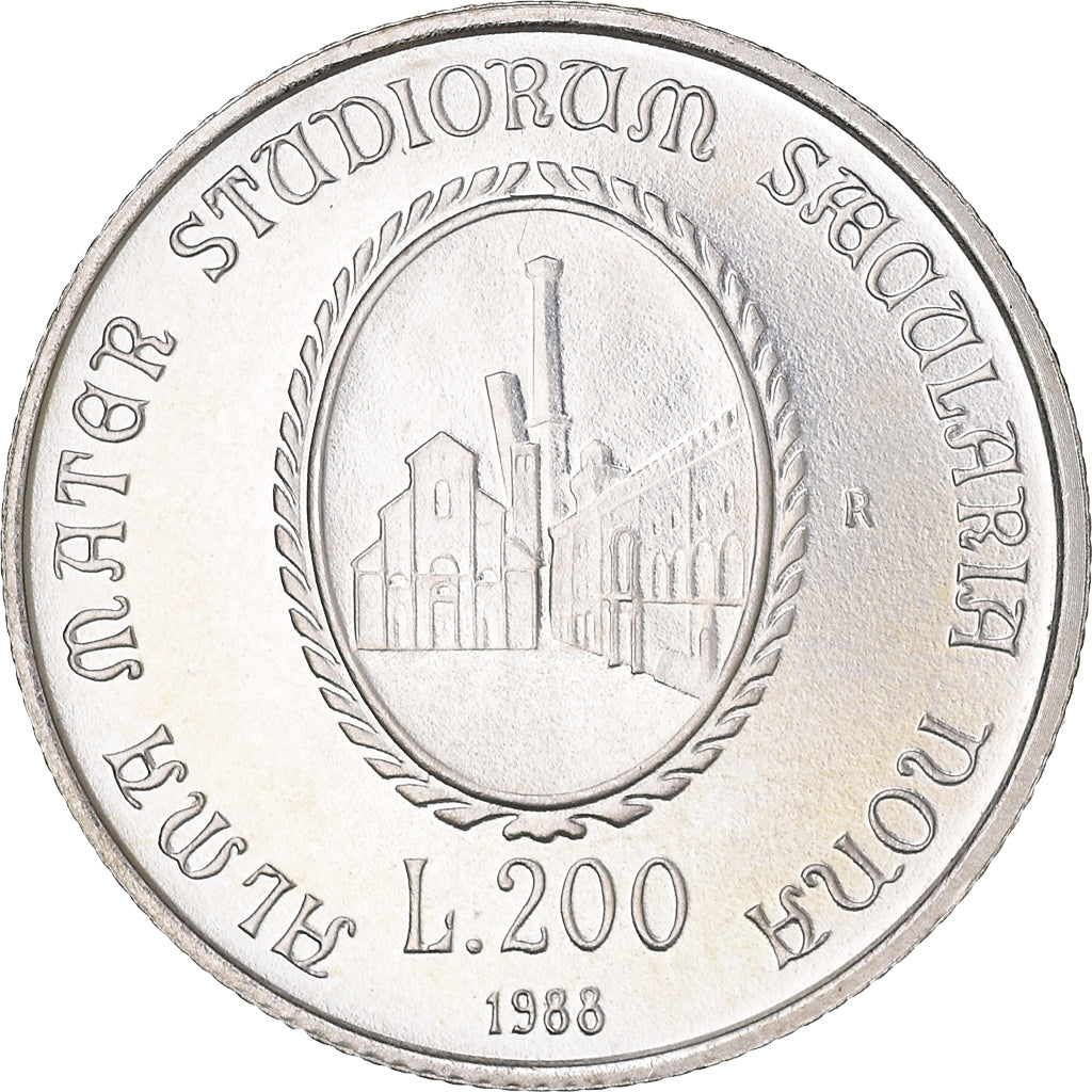 Coin, Italy, 200 Lire, 1988, Rome, FDC, MS(65-70), Silver, KM:128