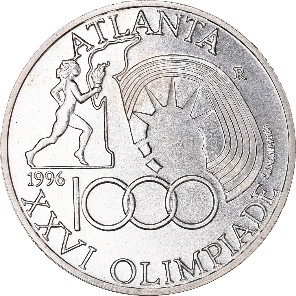 Coin, Italy, Jeux Olympiques d’Atlanta., 1000 Lire, 1996, Rome, FDC