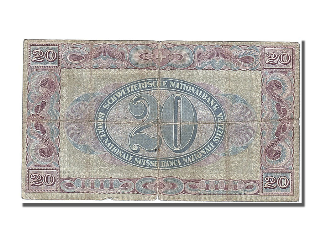 Banknote, Switzerland, 20 Franken, 1916, 1916-01-01, VF(20-25)