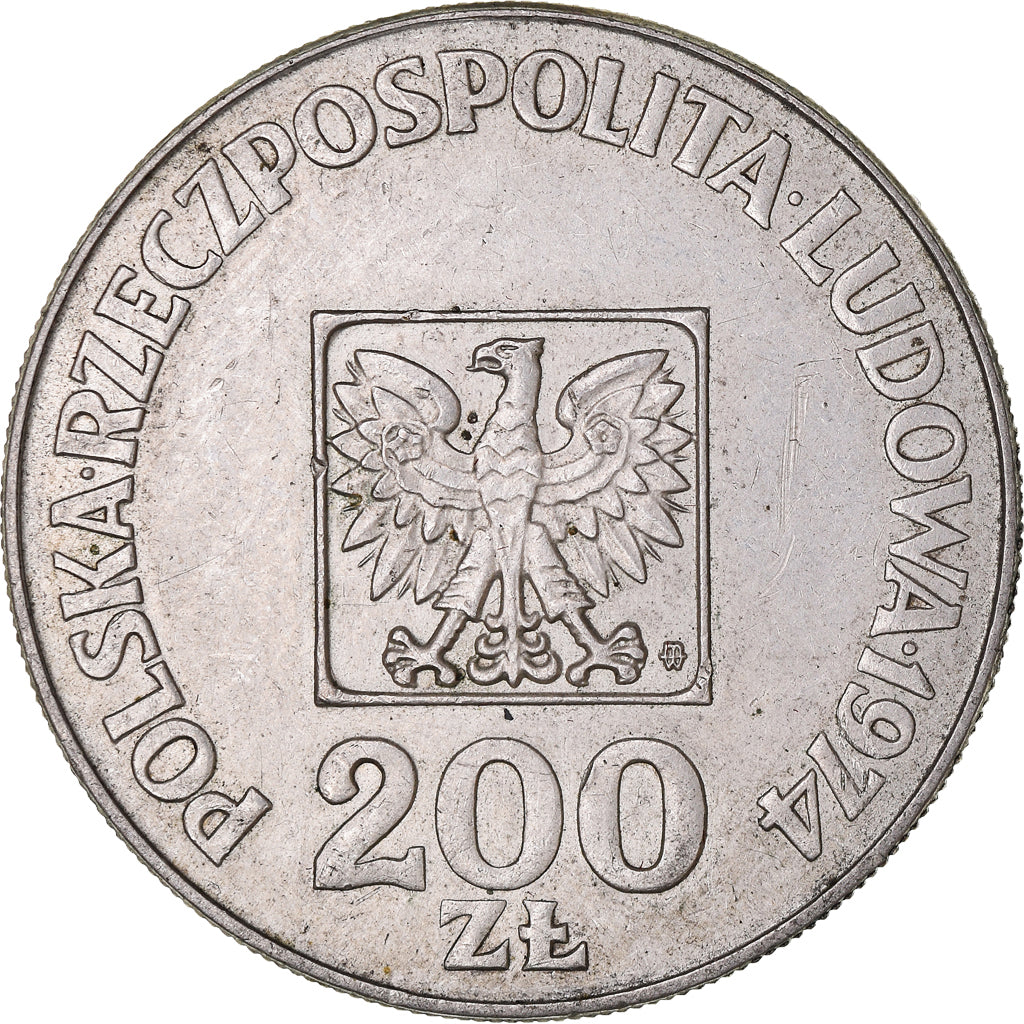 Coin, Poland, 200 Zlotych, 1974, Warsaw, EF(40-45), Silver, KM:72