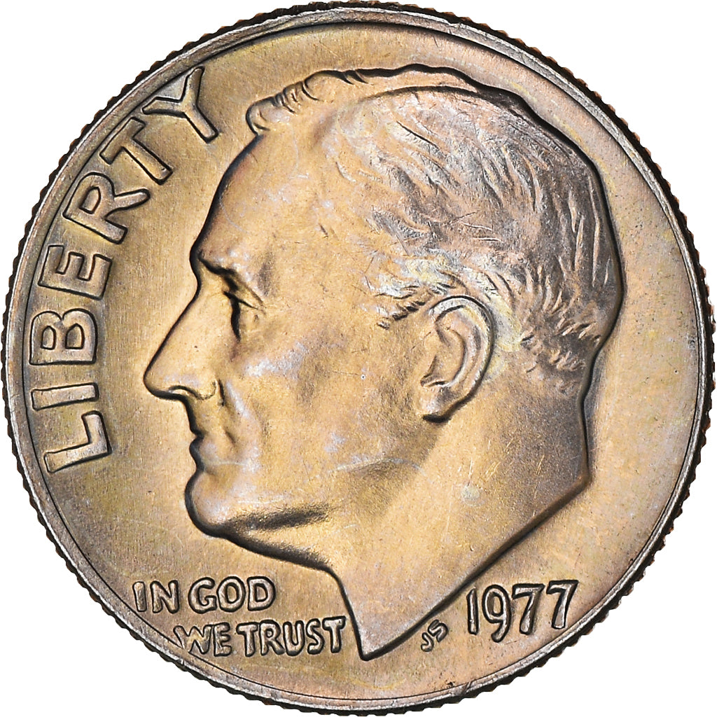 Coin, United States, Roosevelt Dime, Dime, 1977, U.S. Mint, Philadelphia