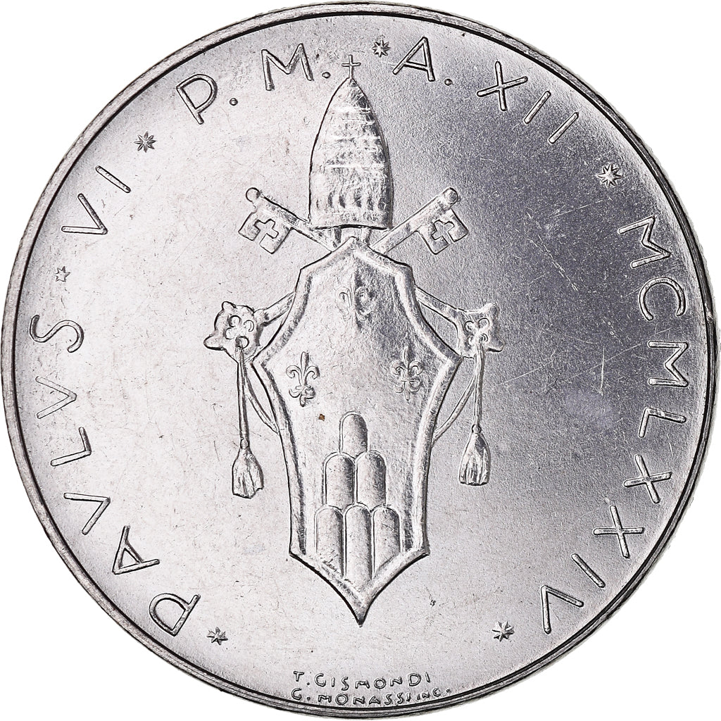Moneta, CITTÀ DEL VATICANO, Paul VI, 100 Lire, 1974, Roma, FDC, Acciaio