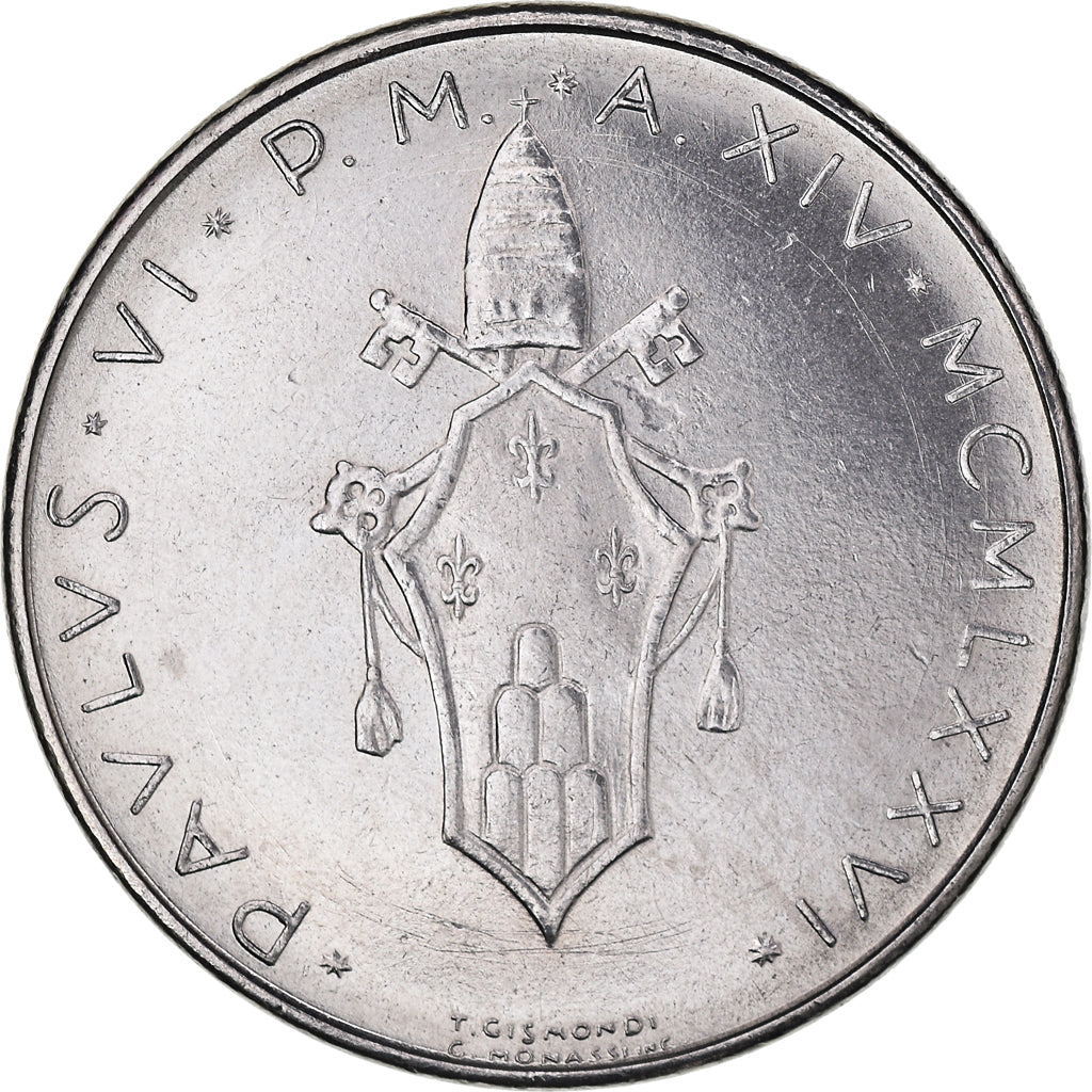 Monnaie, Cité du Vatican, Paul VI, 100 Lire, 1976, FDC, Acier inoxydable
