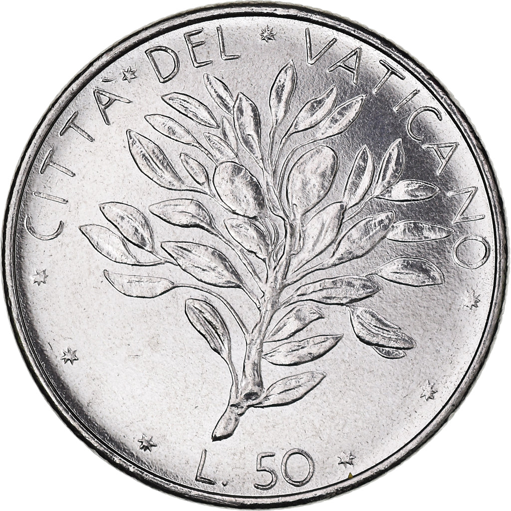 Monnaie, Cité du Vatican, Paul VI, 50 Lire, 1976, Roma, FDC, Acier inoxydable