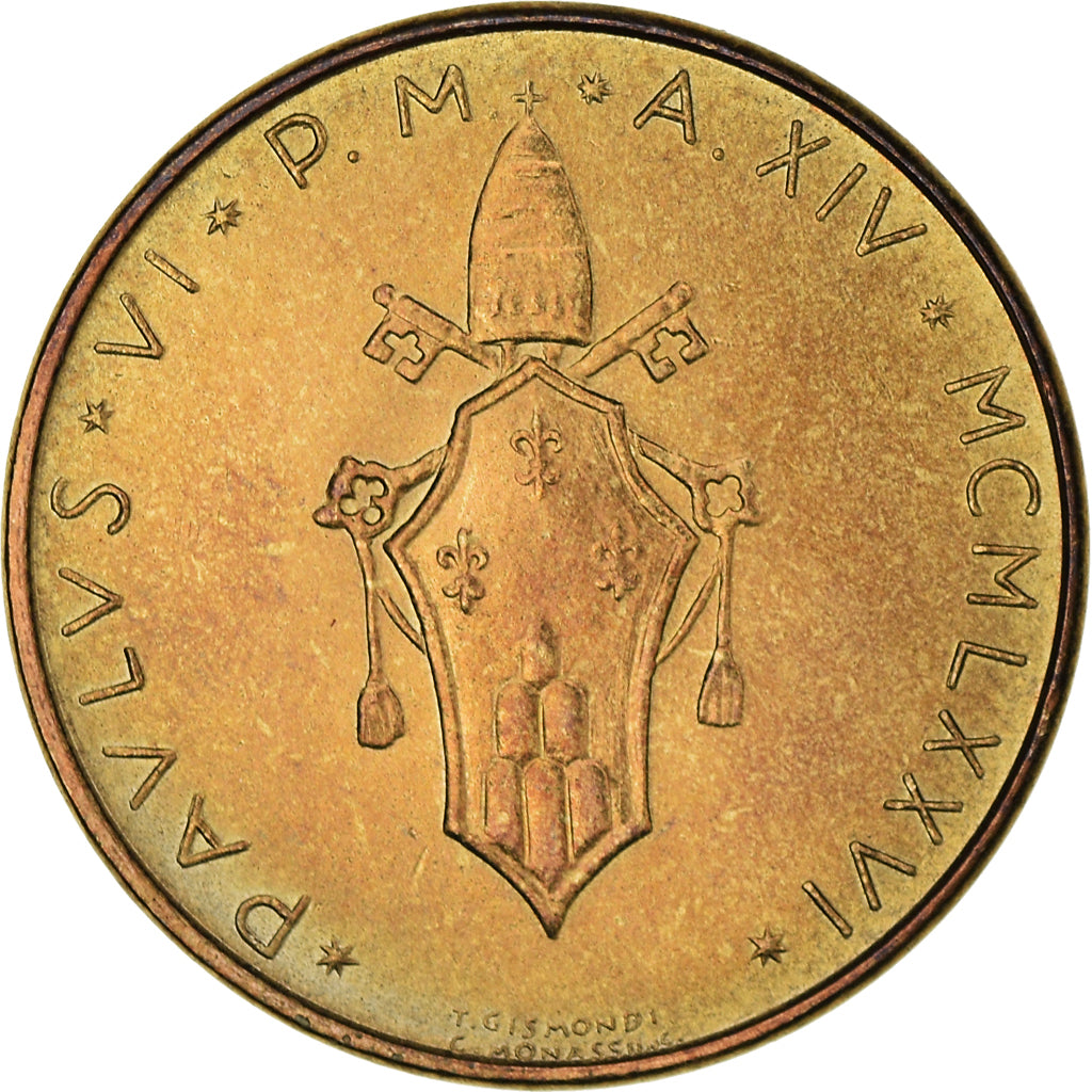 Moneda, CIUDAD DEL VATICANO, Paul VI, 20 Lire, 1976, FDC, Aluminio - bronce