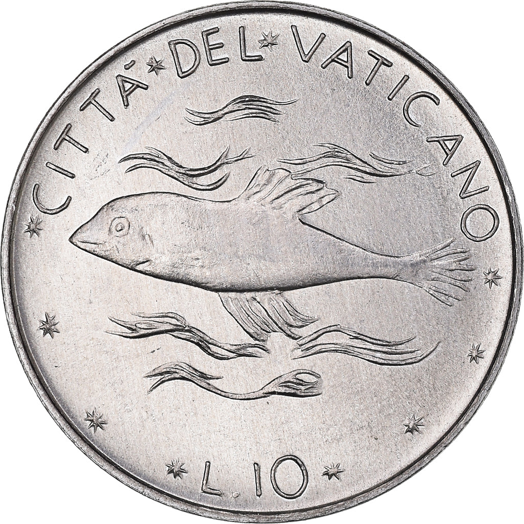 Coin, VATICAN CITY, Paul VI, 10 Lire, 1976, MS(65-70), Aluminum, KM:119